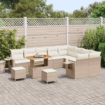 Havesofa Sæt 12 pcs Beige polyrattan