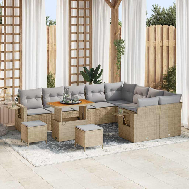 Havesofa Sæt 12 pcs Beige polyrattan