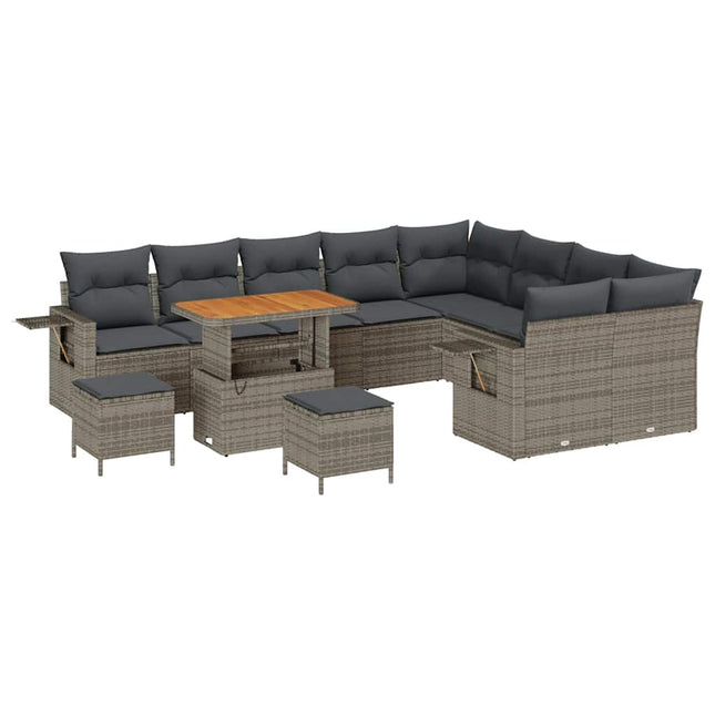 Havesofa Sæt 12 pcs Grå polyrattan