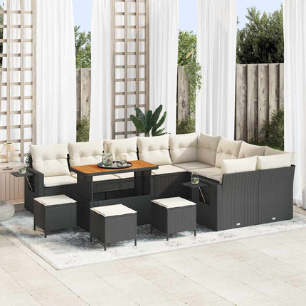 Havesofa Sæt 13 stk. Sort polyrattan