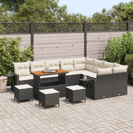 Havesofa Sæt 13 stk. Sort polyrattan