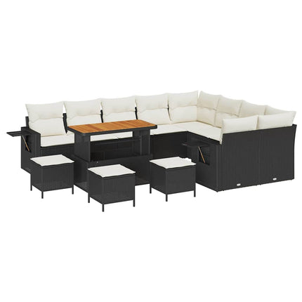 Havesofa Sæt 13 stk. Sort polyrattan