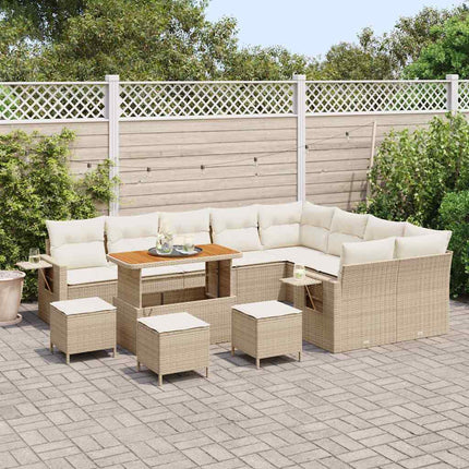 Havesofa Sæt 13 pcs Beige polyrattan