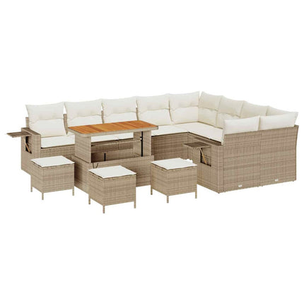 Havesofa Sæt 13 pcs Beige polyrattan