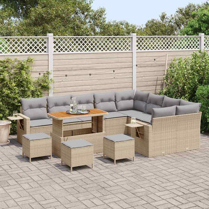 Havesofa Sæt 13 pcs Beige polyrattan