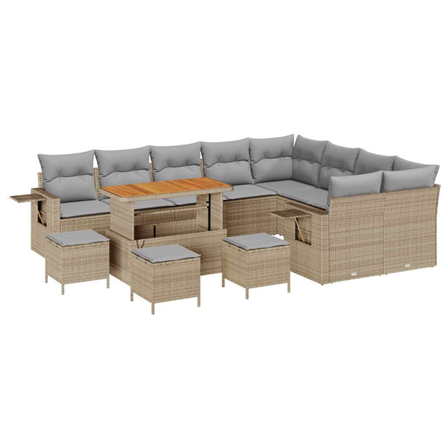 Havesofa Sæt 13 pcs Beige polyrattan