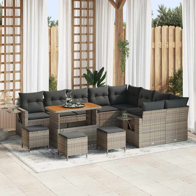 Havesofa Sæt 13 pcs Grå polyrattan