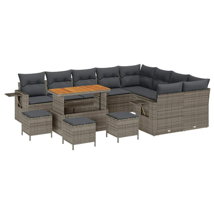 Havesofa Sæt 13 pcs Grå polyrattan