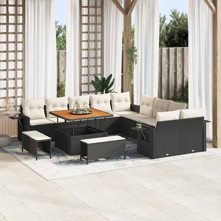 Havesofa Sæt 13 pcs Sort polyrattan