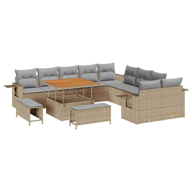 Havesofa Sæt 13 pcs Beige polyrattan