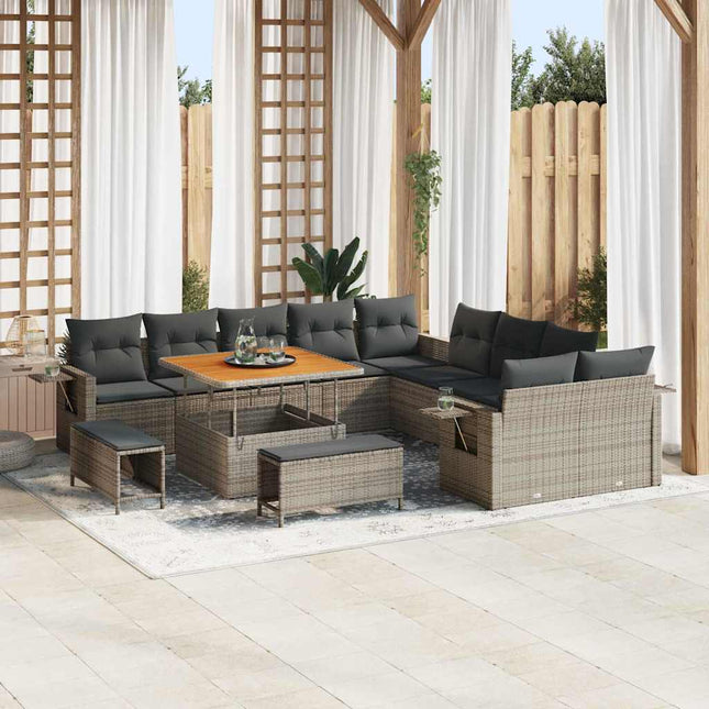 Havesofa Sæt 13 pcs Grå polyrattan