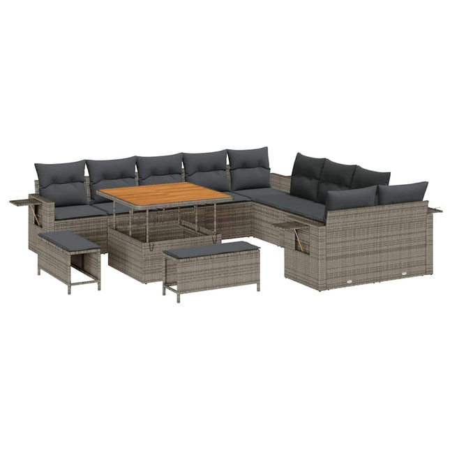 Havesofa Sæt 13 pcs Grå polyrattan