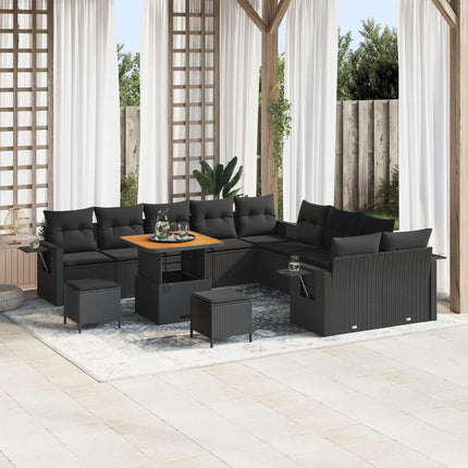 Havesofa Sæt 13 stk. Sort polyrattan
