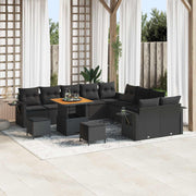 Havesofa Sæt 13 pcs Sort polyrattan