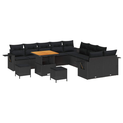 Havesofa Sæt 13 stk. Sort polyrattan