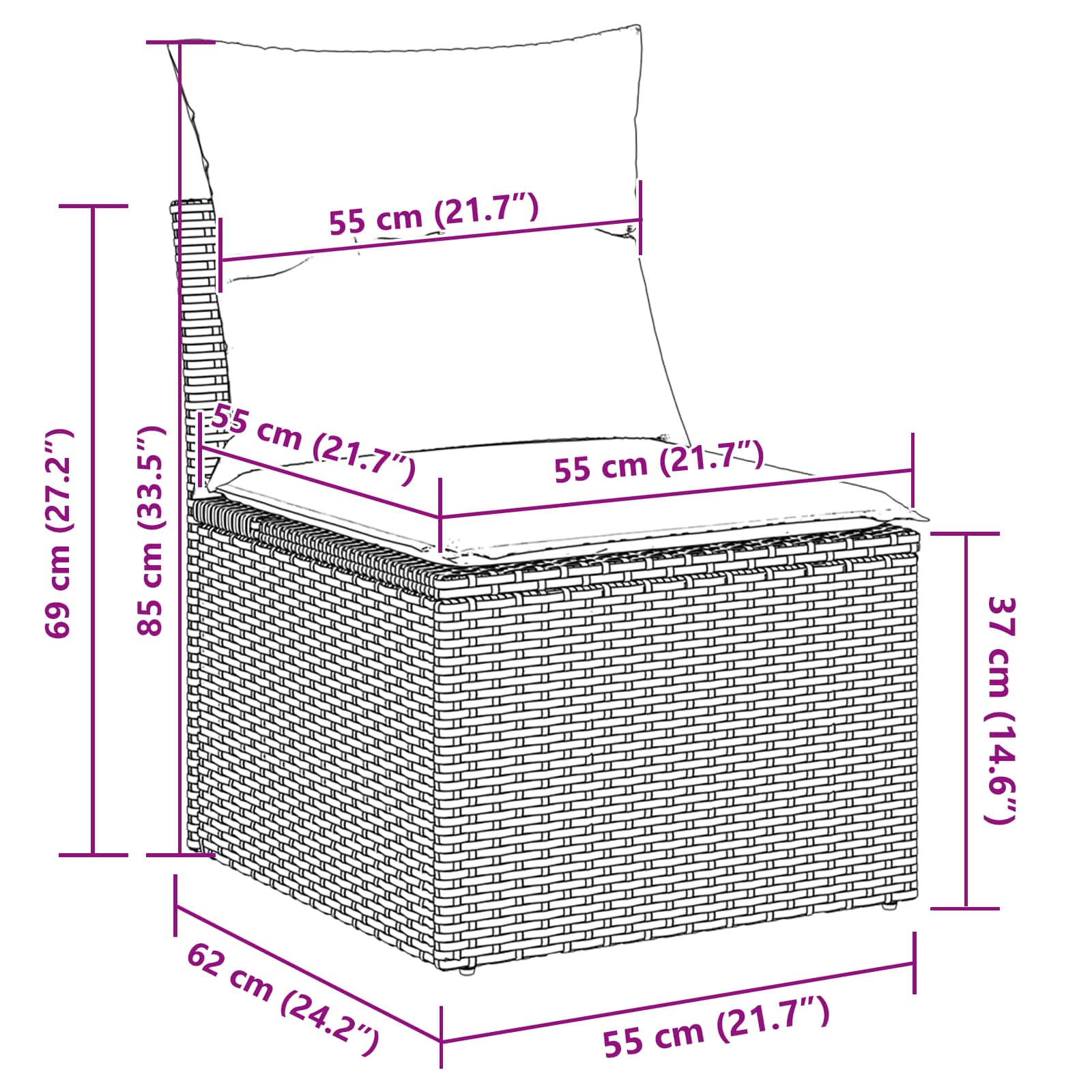 Havesofa Sæt 13 pcs Sort polyrattan