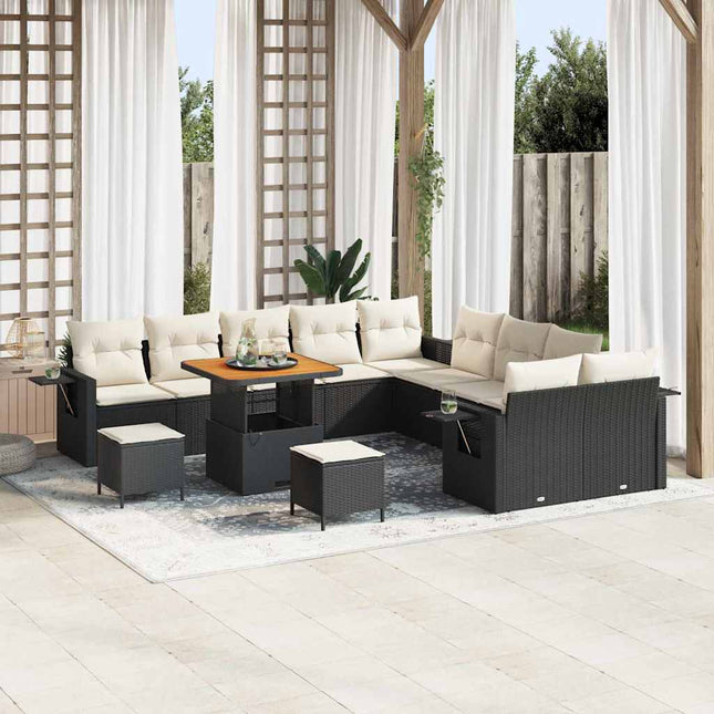 Havesofa Sæt 13 pcs Sort polyrattan