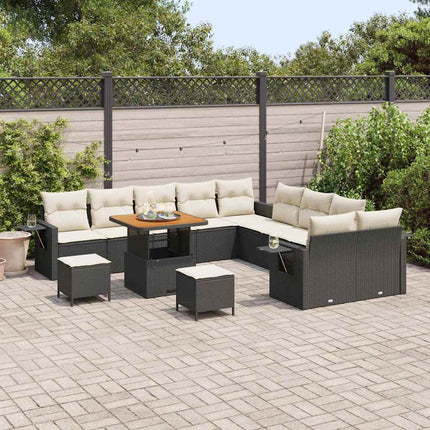 Havesofa Sæt 13 pcs Sort polyrattan