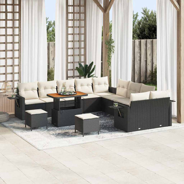 Havesofa Sæt 13 pcs Sort polyrattan