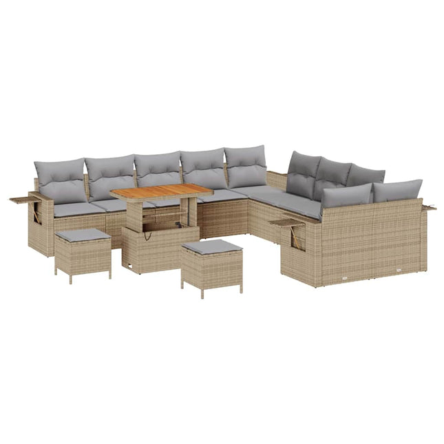 Havesofa Sæt 13 pcs Beige polyrattan
