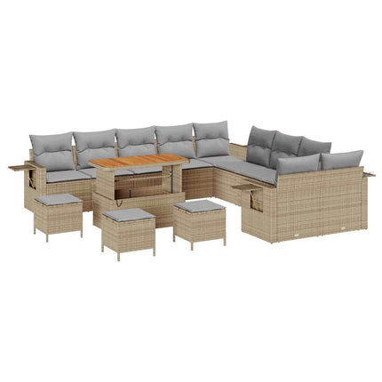 Havesofa Sæt 14 pcs Beige polyrattan
