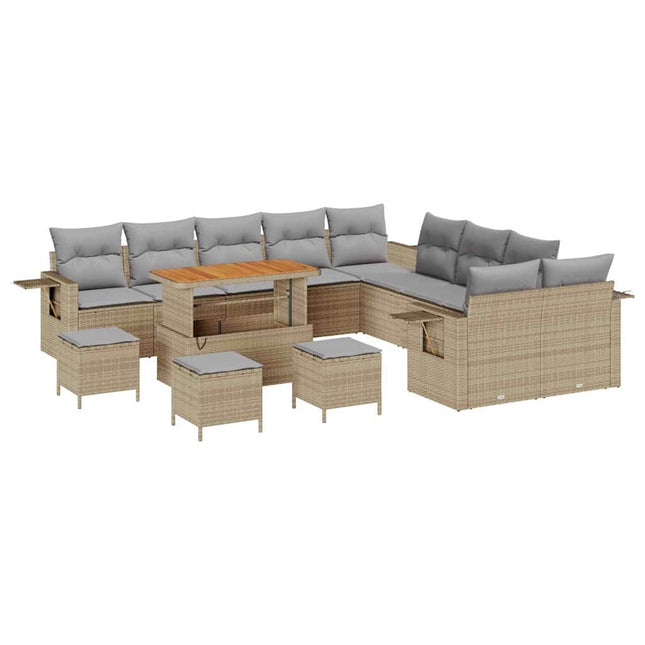 Havesofa Sæt 14 pcs Beige polyrattan