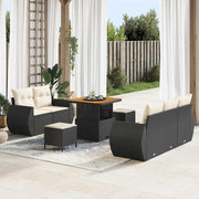 Havesofa Sæt 8 pcs Sort polyrattan