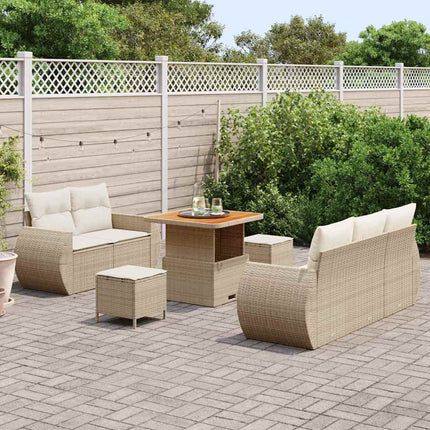 Havesofa Sæt 8 pcs Beige polyrattan