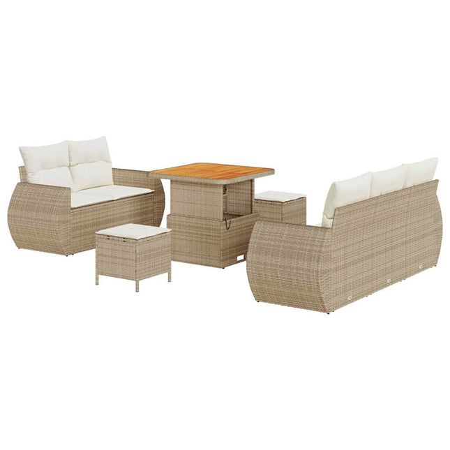 Havesofa Sæt 8 stk. Beige polyrattan