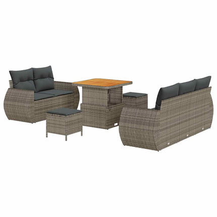 Havesofa Sæt 8 pcs Grå polyrattan