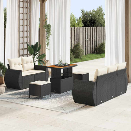 Havesofa Sæt 8 pcs Sort polyrattan