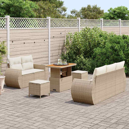 Havesofa Sæt 8 pcs Beige polyrattan