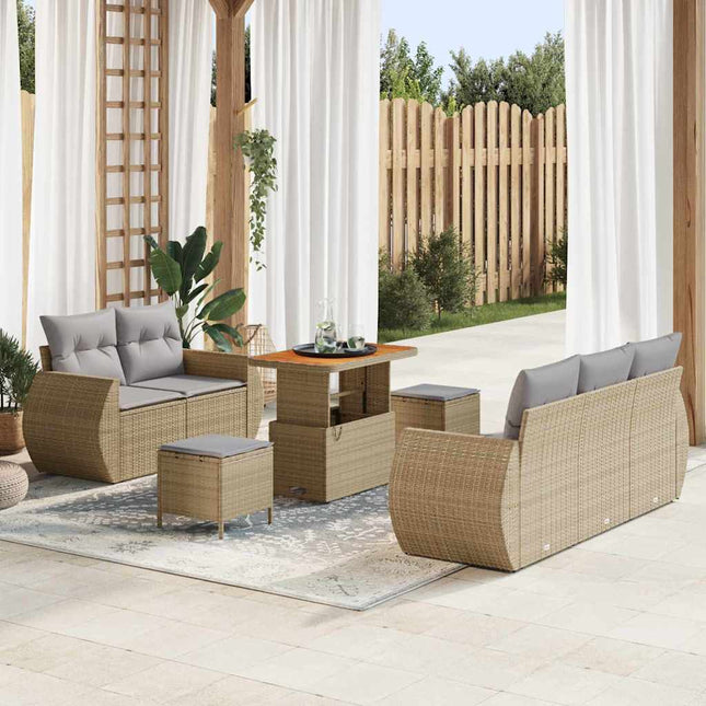 Havesofa Sæt 8 pcs Beige polyrattan