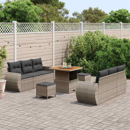 Havesofa Sæt 9 stk. Grå polyrattan