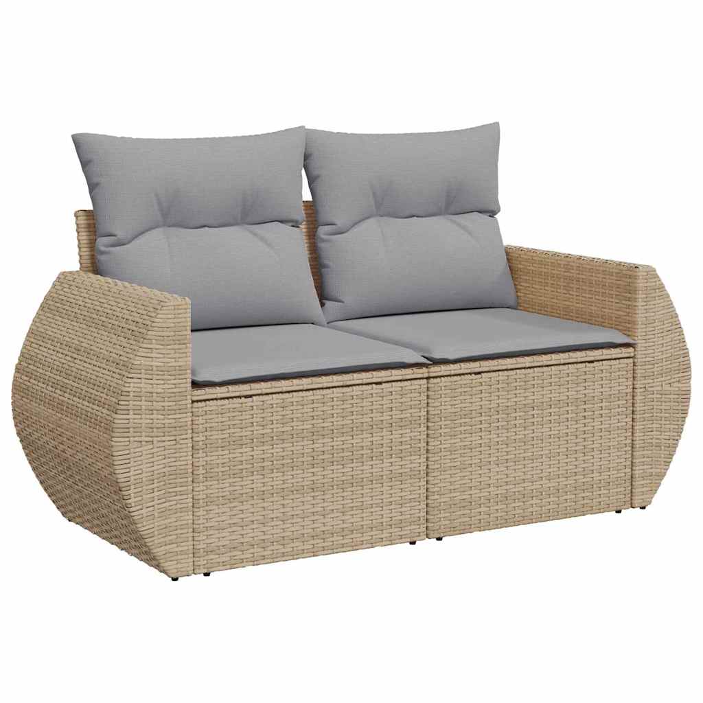 Havesofa Sæt med pude med opbevaring 11 pcs Beige polyrattan
