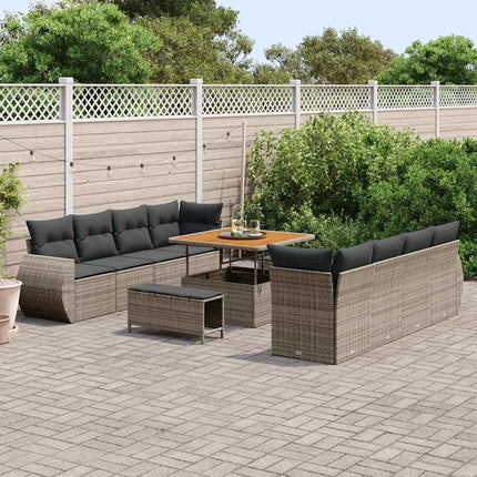 Havesofa Sæt 11 stk. Grå polyrattan