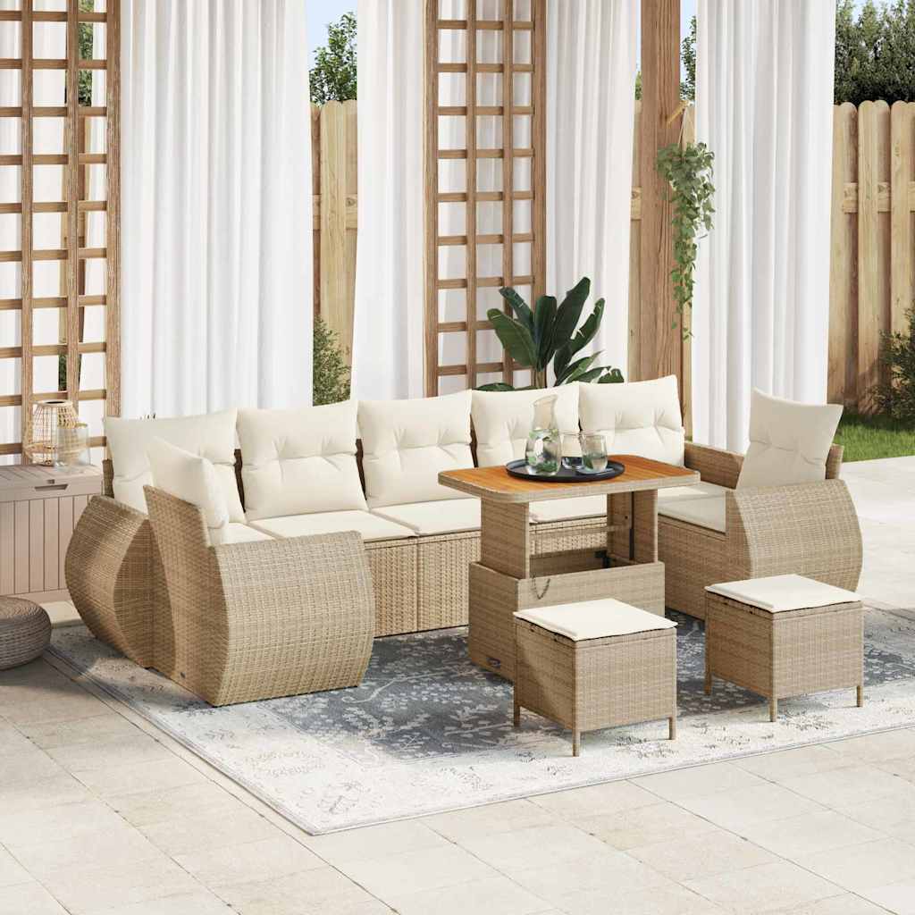 Havesofa Sæt 10 pcs Beige polyrattan