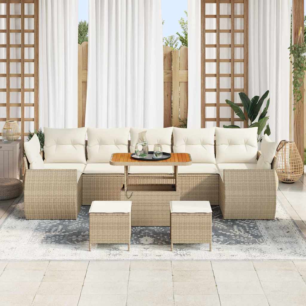 Havesofa Sæt 10 pcs Beige polyrattan