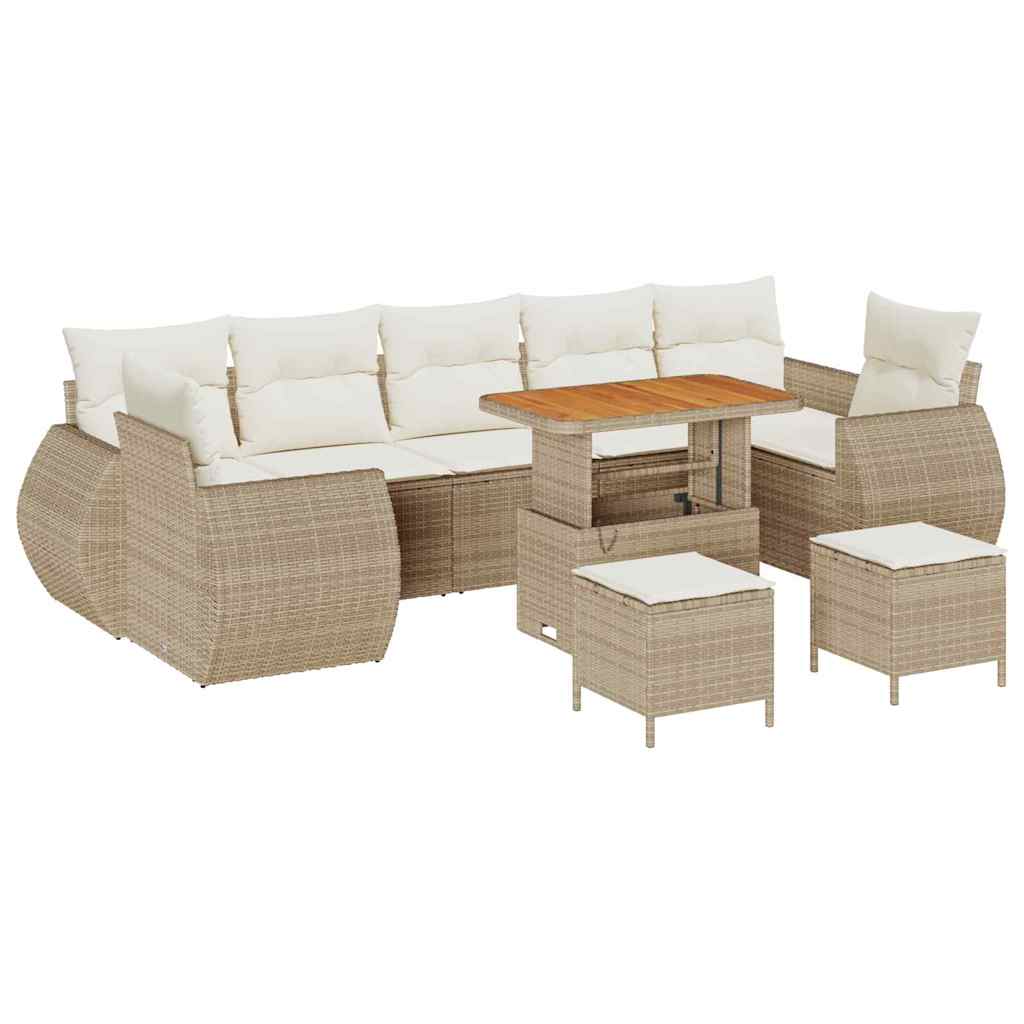 Havesofa Sæt 10 pcs Beige polyrattan