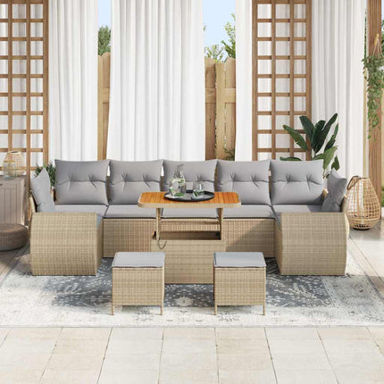 Havesofa Sæt 10 pcs Beige polyrattan