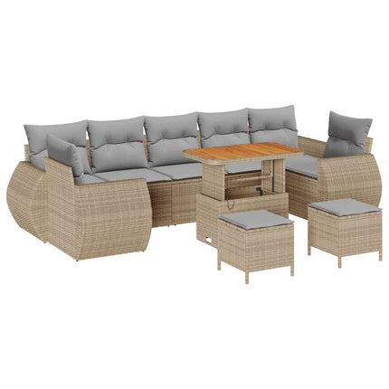 Havesofa Sæt 10 pcs Beige polyrattan