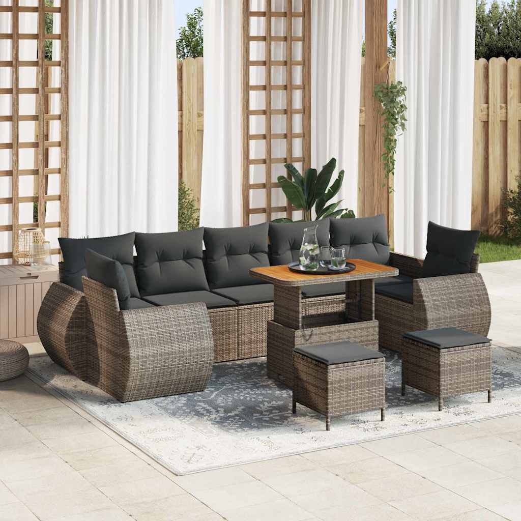 Havesofa Sæt 10 pcs Grå polyrattan