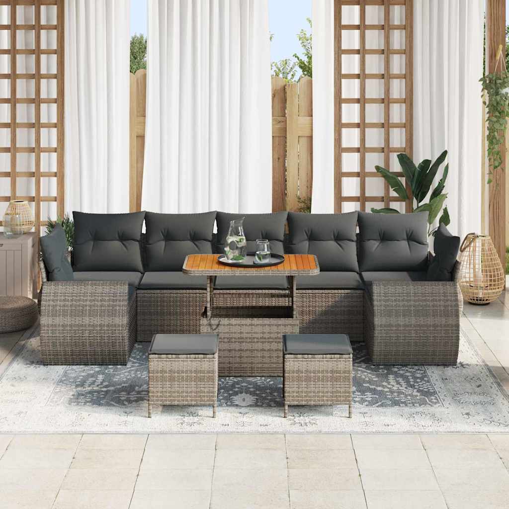 Havesofa Sæt 10 pcs Grå polyrattan