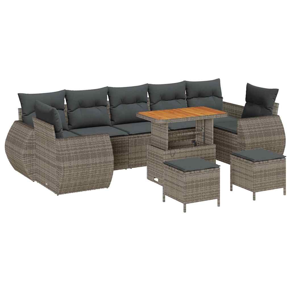 Havesofa Sæt 10 pcs Grå polyrattan
