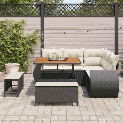 Havesofa Sæt 8 stk. Sort polyrattan