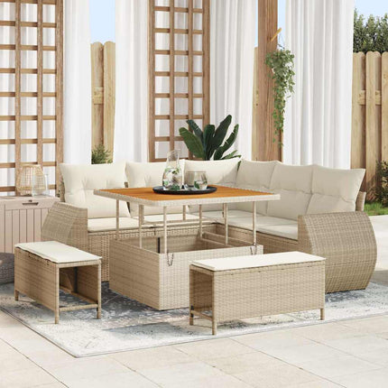 Havesofa Sæt 8 pcs Beige polyrattan