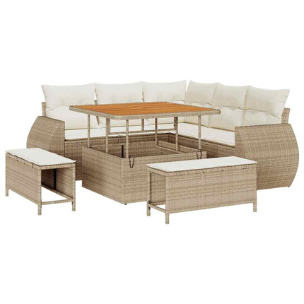 Havesofa Sæt 8 pcs Beige polyrattan