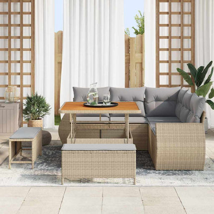 Havesofa Sæt 8 pcs Beige polyrattan