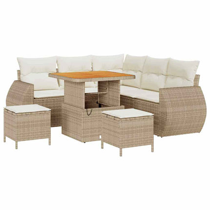 Havesofa Sæt 8 pcs Beige polyrattan