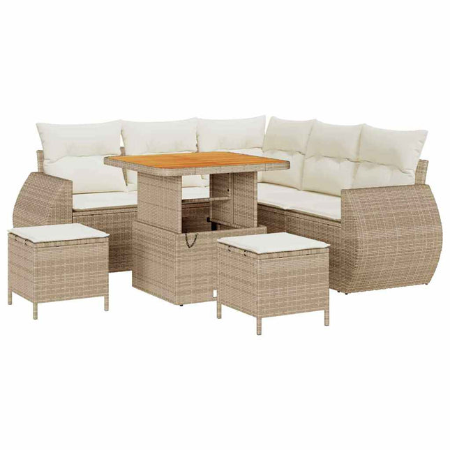 Havesofa Sæt 8 stk. Beige polyrattan